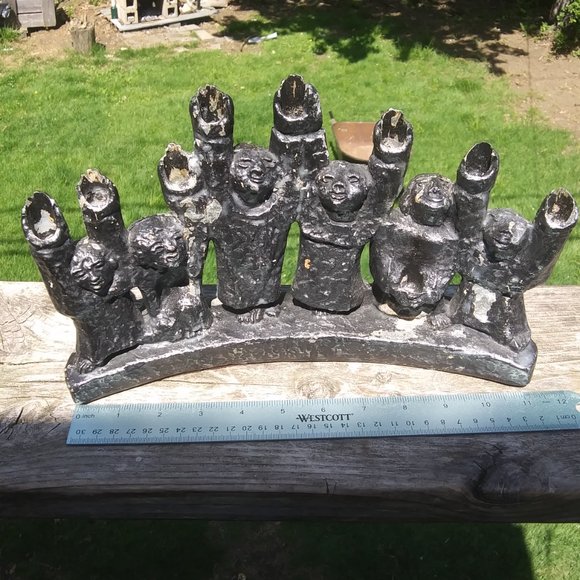 Vintage Brutalist Menorah hanukiah Ellen Lord Maccabees Cast Metal FLAWS - Picture 9 of 16